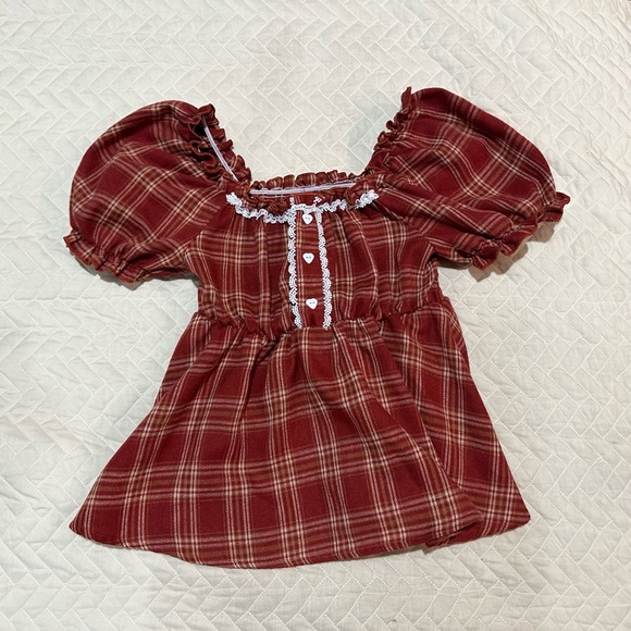 plaid puff sleeve top - Picture 2 of 3